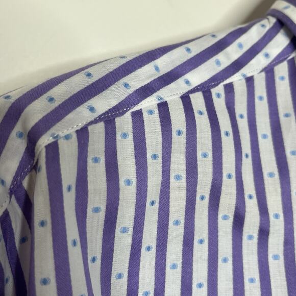 Robert Graham Classic Fit Striped Flip Cuff Button Up Shirt Mens XL Purple - Picture 3 of 9